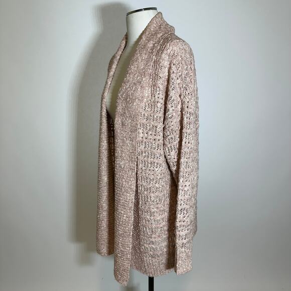 NWT Frye Pale Mauve Open Knit Open Front Long Line Cardigan Womens Size Medium M - Picture 4 of 10